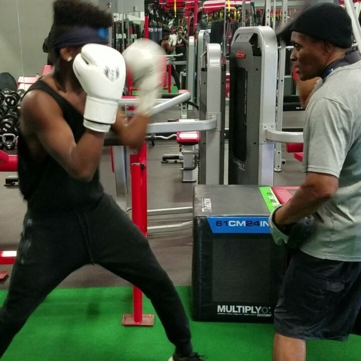 Kyle “Quick Hands” Sanford wearing Stealthletic Boxing Gloves while training with the Master “Don House” #Stealthletic.com #quickhands #ufc #ufccutman